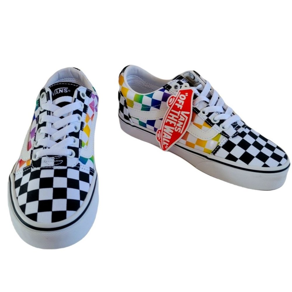 VANS Low Top Rainbow Check Canvas Shoes Women's Sizes